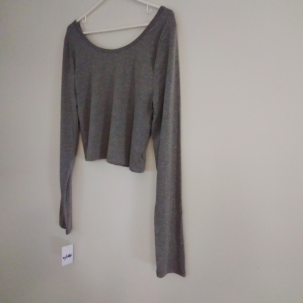 Vylette Long Sleeve Crop Top Women's Size XXL Gray